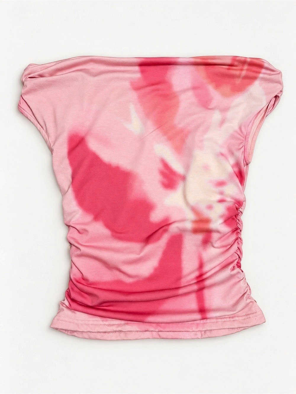 Pink & Red Ruched Abstract Top - Picture 2 of 2